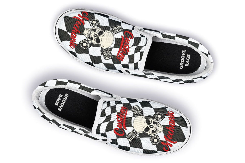 Skull Mechanic Slip-On Shoes