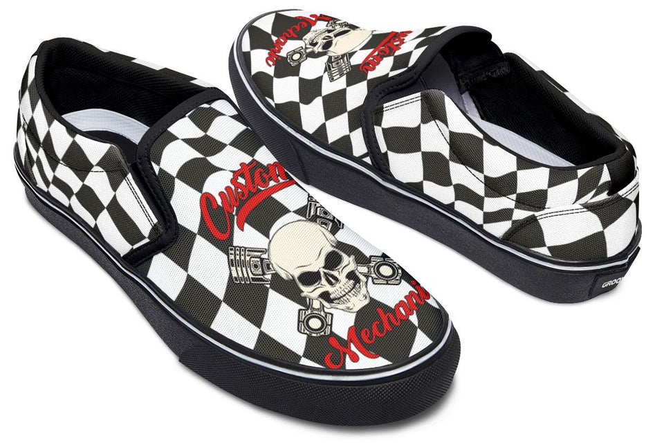 Skull Mechanic Slip-On Shoes