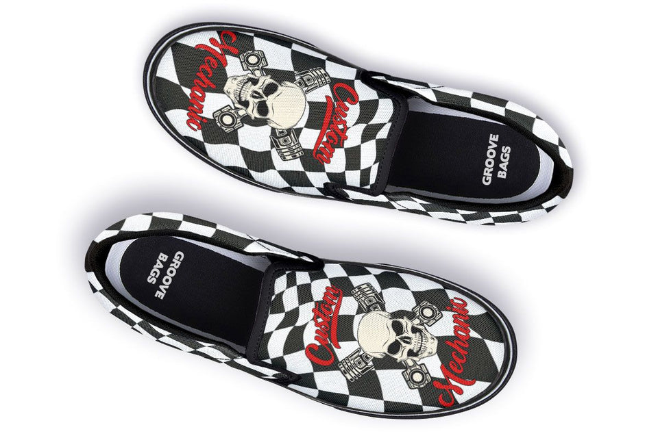 Skull Mechanic Slip-On Shoes