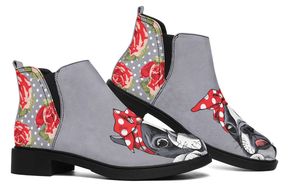 Floral Boston Terrier Neat Vibe Boots