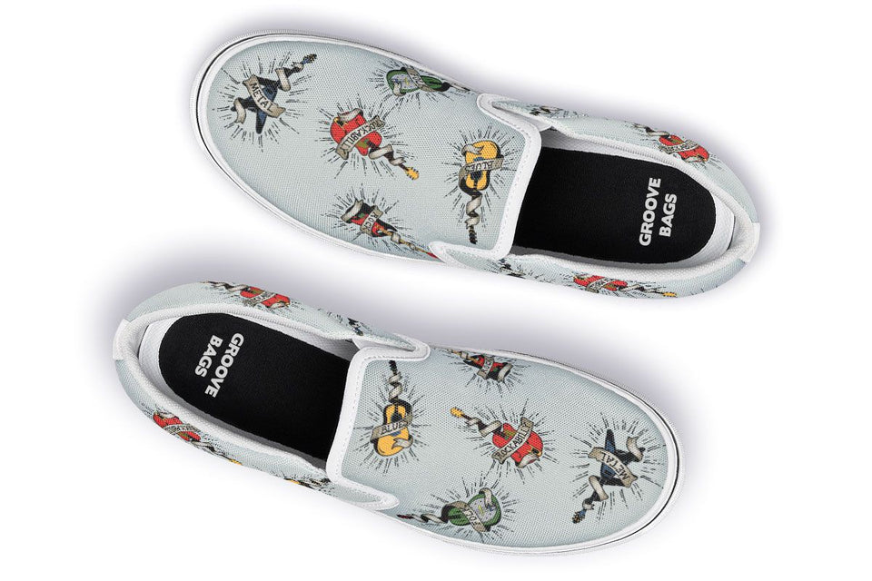 Tattoo Guitar Slip-On Shoes