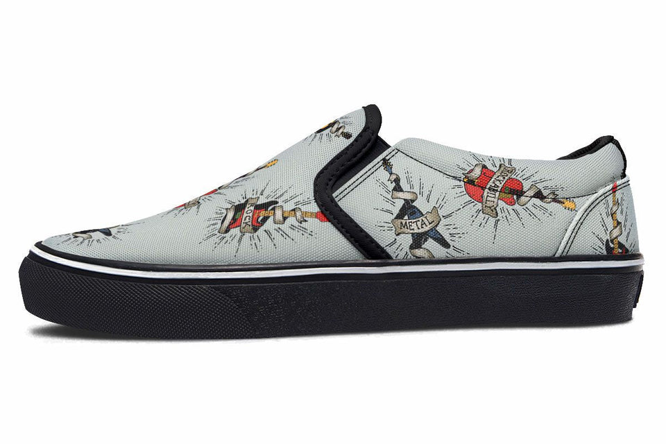 Tattoo Guitar Slip-On Shoes