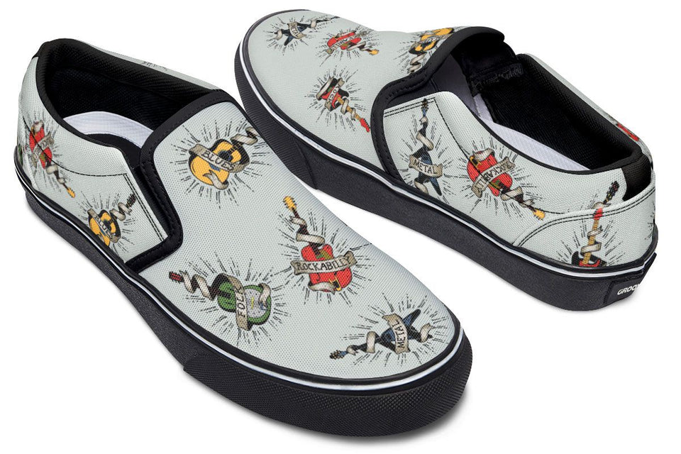Tattoo Guitar Slip-On Shoes