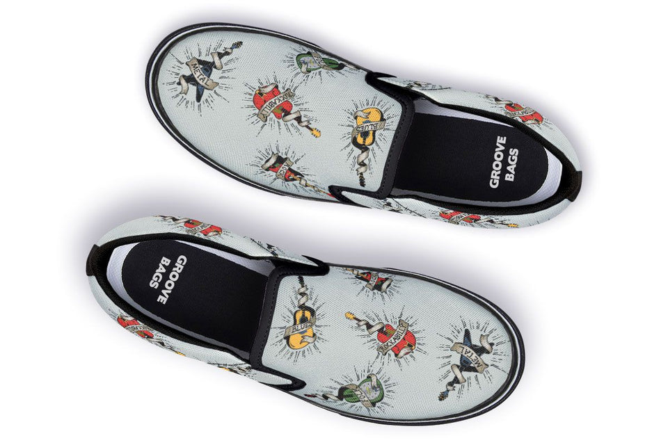 Tattoo Guitar Slip-On Shoes